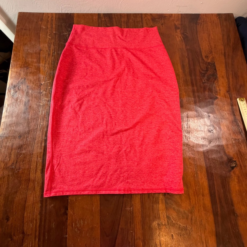 OFFLINE by Aerie The Hugger Real Good Red Heathered Bodycon Midi Skirt Large